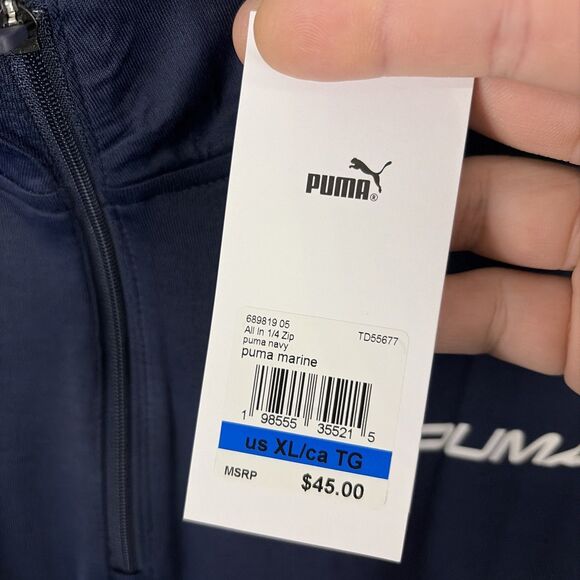 Puma All In Quarter Zip Pullover Marine Navy Blue Athleisure Size XL NWT - Picture 3 of 6